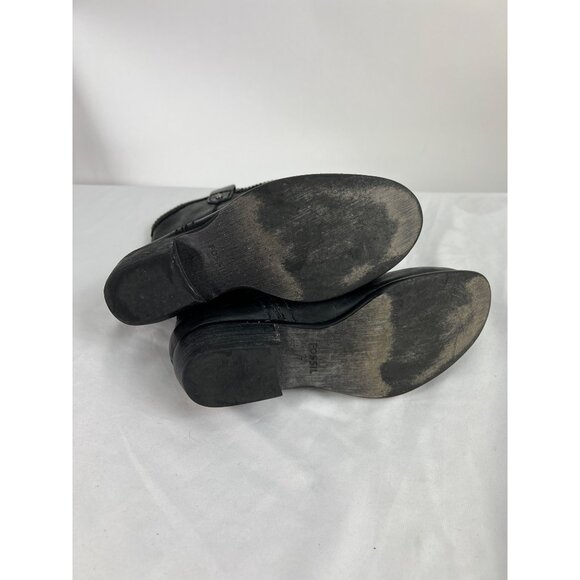 Fossil Women Black Leather Cowboy Western Festival Boots sz 7 - Picture 7 of 8